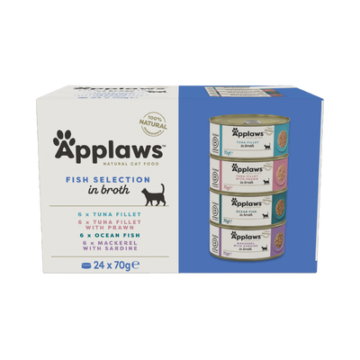 Applaws Cat Tin MP Fish Selection in Broth 24x70g